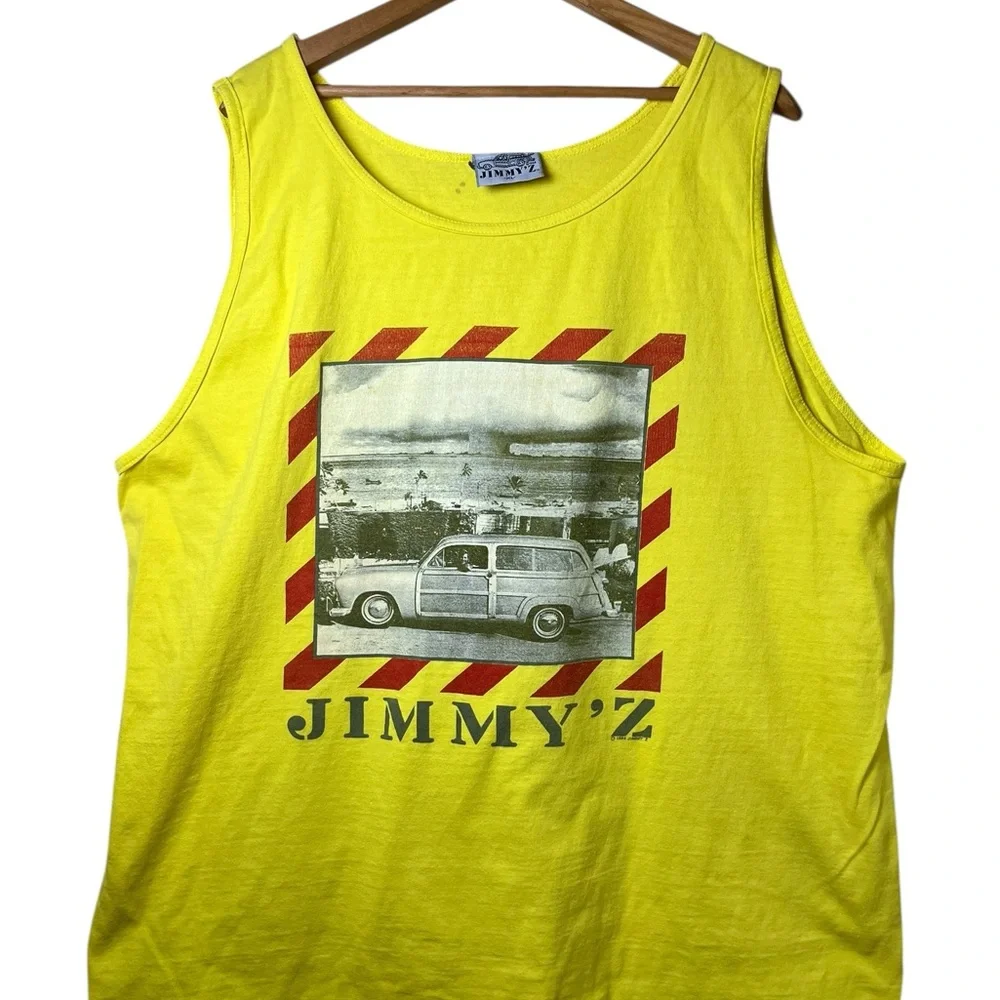 Rare 1984 JIMMY Z CLOTHING COMPANY Bright Neon Yellow Tank XL 90s Skate Grail - Picture 1 of 6